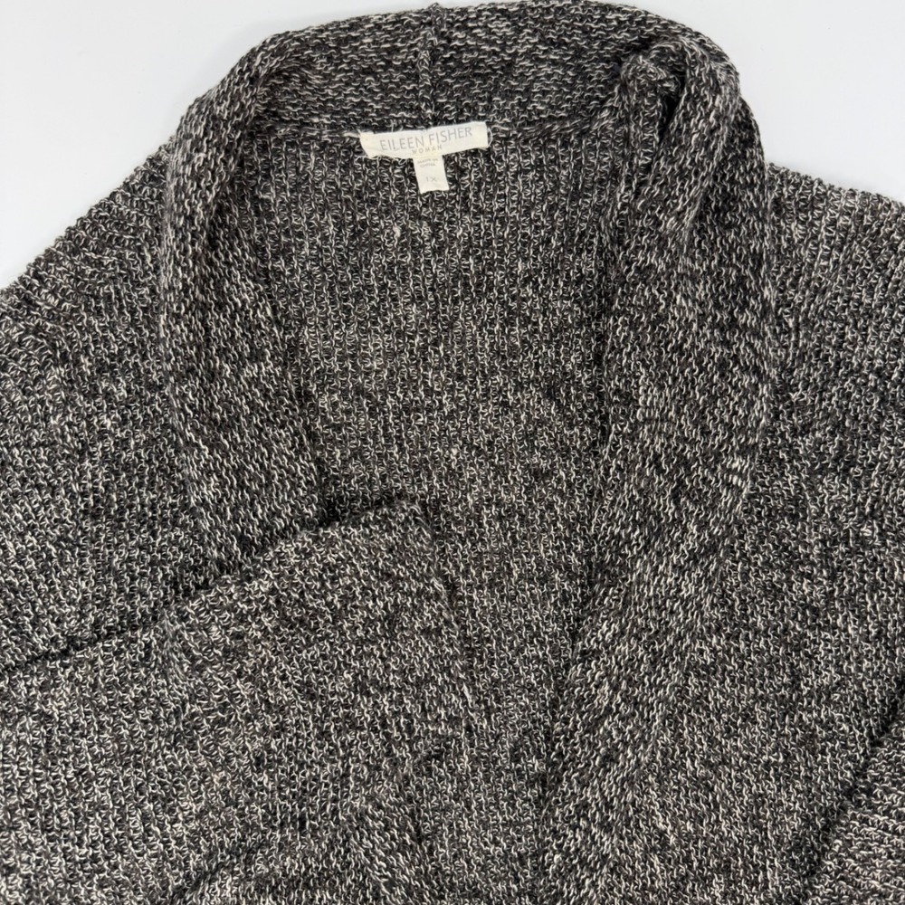 Eileen Fisher Women's Open Front Knit Cardigan Sweater 1X Speckled Charcoal